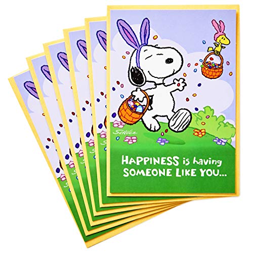 Hallmark Peanuts Pack of Easter Cards, Snoopy Jelly Beans (6 Cards with Envelopes)