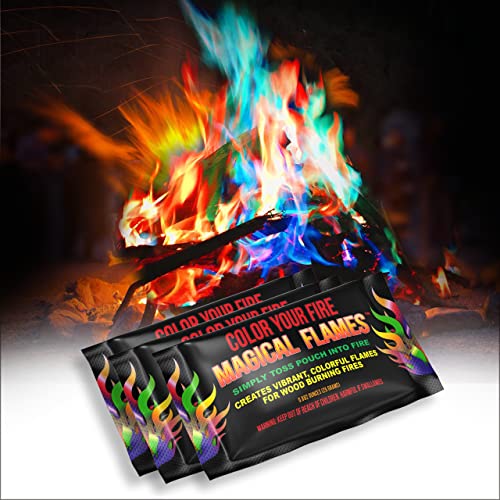 Magical Flames Fire Color Changing Packets for Campfires, Fire Pit, Outdoor Fireplaces - Camping Essentials for Kids & Adults - 25 Pack