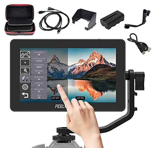 FEELWORLD F6 Plus+Battery + Charger +Carrying Case 6 inch Touch Screen DSLR Camera Field Monitor with HDR 3D LUT Small Full HD 1920x1080 Support 4K Input Output