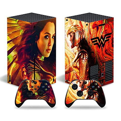 Boorsed Vinyl Skin Decal Stickers for Xbox Series X Console Skin, Anime Protector Wrap Cover Protective Faceplate Full Set Console Compatible with Xbox Series X Controller Skins (Wonder Woman [4842])