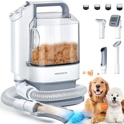 Meowant Dog Grooming Kit for Shedding with 3.2L Large Dust Cup, Pet Grooming Vacuum with 5 Proffesional Tools for Sheldding & Cleaning, 3 Mode Powerful Suction, Suitable for Dogs and Cats