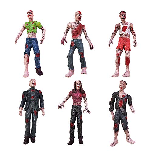 HAPTIME Zombie Action Figures, Detailed Walking Dead,6 Pcs Corpse, Great for Cake Topper, for Zombie Lovers to Collect