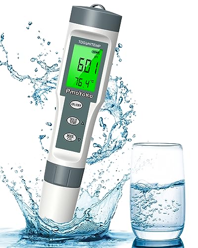 PmoYoKo Digital pH/TDS Meter with ATC pH Tester, 3 in 1 pH TDS Temp 0.01 Resolution High Accuracy pH Tester with LCD Backlit, TDS Meter pH Meter for Water, Wine, Pool, Hydroponics and Aquariums
