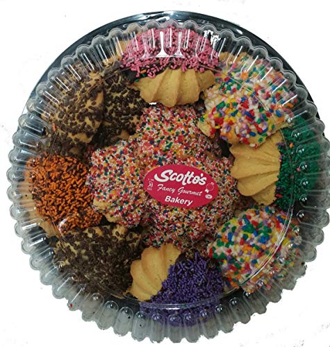 Scottos Cookies Fancy Assorted - 2 LB Platter Variety Pack, Assortment of Vanilla Cookies, Gourmet Cookies with Rainbow Sprinkles - Birthday Treats, Thank You, Care Package, Mothers Day Gift Baskets Food Dessert