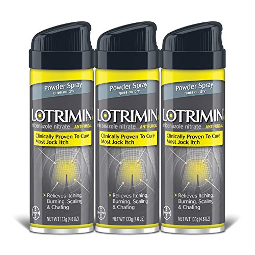 Lotrimin AF Jock Itch Antifungal Powder Spray, Miconazole Nitrate 2% - Treatment of Most Itch, 4.6 Ounces (133 Grams) Spray Can (Pack 3)