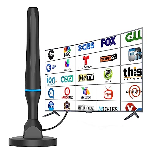Digital TV Antenna for Smart Tv, 2023 Newest Digital HDTV Antenna Indoor Outdoor with Strong Magnetic Base, 360° Reception Antenna Tv Digital HD Indoor, Support 4K 1080p for Free Local Channels