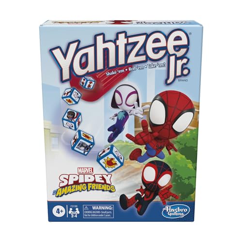 Hasbro Gaming Spidey and His Amazing Friends Yahtzee Jr.Marvel Edition Board Game for Kids, Ages 4 and Up (Amazon Exclusive)