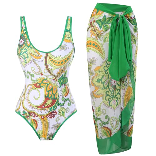 Price - Low to Highdeals Women One Piece Swimsuit with Matching Cover Ups Vintage Floral Sexy Monokini High Cut Push Up Two Pieces Bathing Suit trajes de ba?o para Mujer