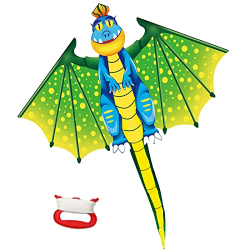 YongnKids Dinosaur Kite for Kids Age 4-8 8-12, Large Kite for Boys Adults Easy to Fly & Assemble, Beach Kites with 328ft Kite String,Perfect for Beach Trip Park Family Activities Outdoor Games