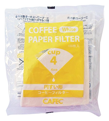 CAFEC Traditional cone-shaped paper filter cup4 (white) 100pcs/pack (One (1) Pack of 100)