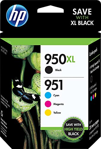 HP 951 / 950XL (C2P01FN) Ink Cartridges (Cyan Magenta Yellow Black) 4-Pack in Retail Packaging