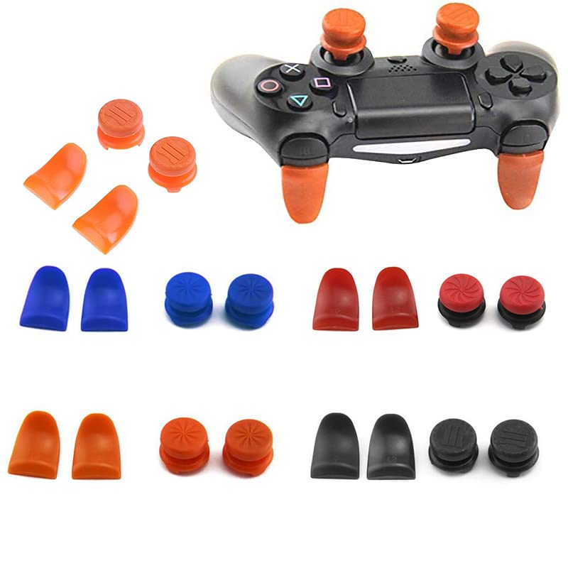L2 R2 Button Trigger Extenders Buttons + Thumb Stick Caps Grips Thumbsticks Joystick Cap for Playstation 4 PS4 Controller (Red)
