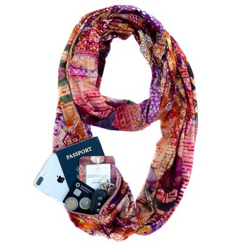 WAYPOINT GOODS Infinity Scarf with Pocket - Stylish and Lightweight Pocket Scarf for Women with Hidden Zipper for Passport, Wallet, and Other Travel Accessories