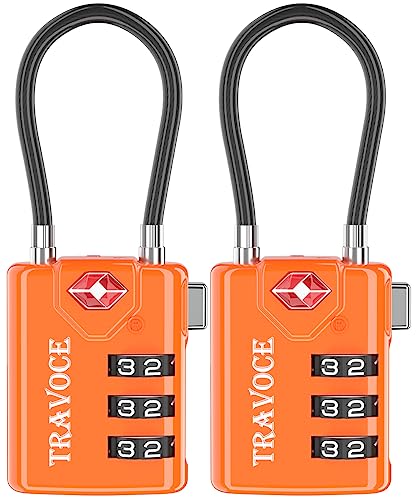 TSA Approved Luggage Locks, Travel Locks Which Also Work Great as Gym Locks, Toolbox Lock, Backpack and More, Orange 2 Pack