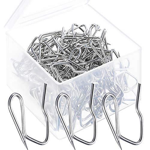 120 Pack Drapery Hooks Pins for Curtains, Metal Curtain Hooks Pins for Drapes Pinch Pleat Hooks with Clear Box 3 x 2.4 cm for Window Curtain, Door Curtain and Shower Curtain (Silver)