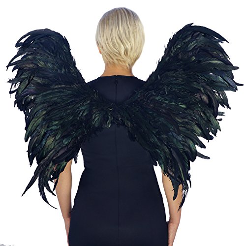 ZUCKER - Blackbird Costume Wings - Adult Costume - Raven Feather Wings - Halloween, Cosplay, Photo Shoots - 30” x 28”