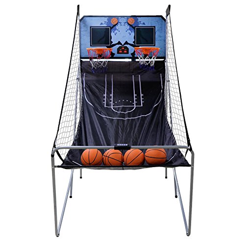 Foldable Indoor Basketball Arcade Game Double Shot 2 Player W/ 4 Balls, Electronic Scoreboard and Inflation Pump