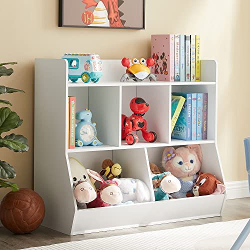 Kovhzcu Toy Storage Organizer with Bookshelf, 5-Cubby Children's Toy Shelf, Toy Storage Cabinet, Suitable for Children's Room, Playroom, Hallway, Kindergarten, School