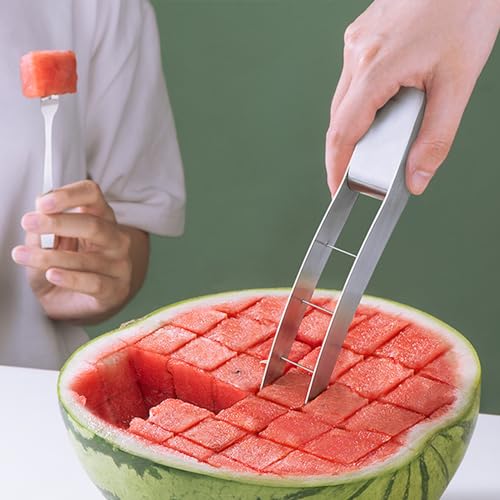 Shofilt Wtermelon Cutter Slicer Cut Watermelon Into Cubes Knife Melon Baller for Kitchen Gadgets Useful Cool Tool