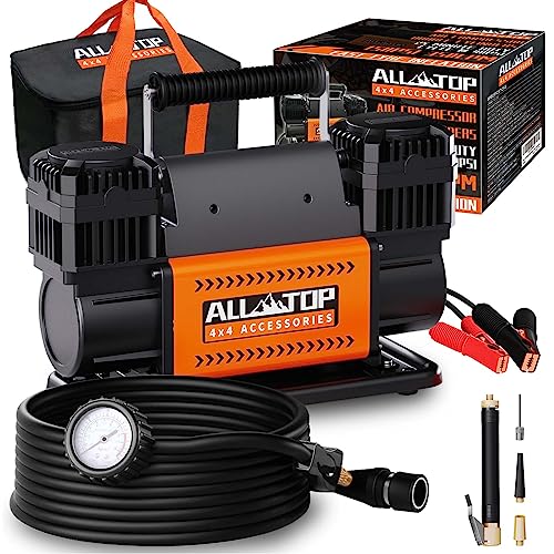ALL-TOP Air Compressor Kit, Dual Cylinder 12V Portable Inflator 12.35 ft³/Min, Offroad Air Compressor Pump for Truck Tires, Heavy Duty Max 150 PSI for 4x4 Vehicle & RV