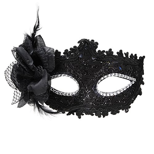 Masquerade Party mask Venetian of Realistic Silicone Masquerade Half face Mask Halloween Costume (Black)