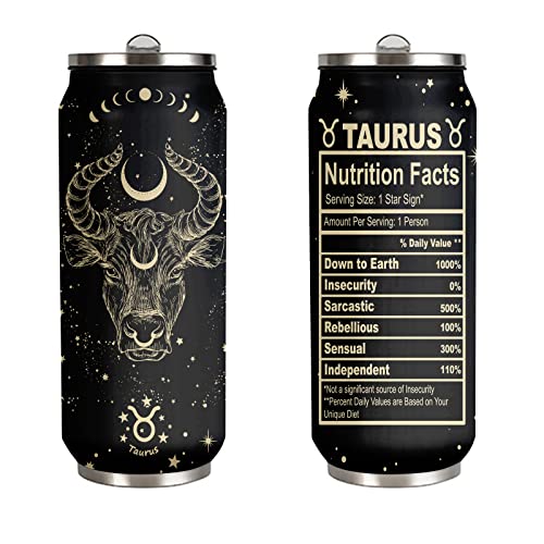 tatamonkey Taurus Constellation Tumbler Zodiac Mens Womens Stainless Steel Tumblers Astrology Fans Birthday Gifts Coffee Sublimation Mugs Car Cup - 17 OZ