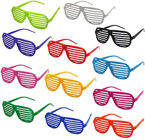 M-Aimee Shutter Glasses Shades Sunglasses for Party Favors Costume-12 Pack-Assorted Colors