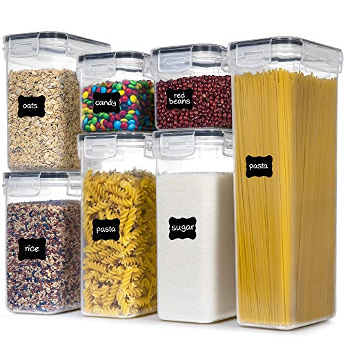 PANTRYSTAR Airtight Food Storage Containers With Lids, 7 PCS BPA Free Kitchen Storage Containers for Spaghetti, Pasta, Dry Food,Flour and Sugar, Plastic Canisters for Pantry Organization and Storage