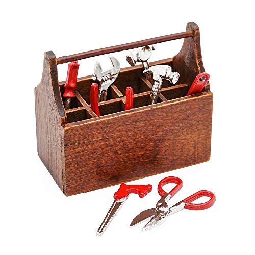 Odoria 1/12 Miniature Toolbox with 8Pcs Tools Dollhouse Garage Accessories