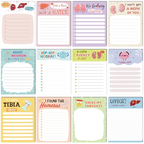 Jetec 12 Pads Nurse Notepads 3 x 4 Inch Pun Funny Nursing Appreciation Notepads Medical Themed Notepad Self Adhesive Memo Pad for Nurse Gifts School Student Coworkers Office Supplies