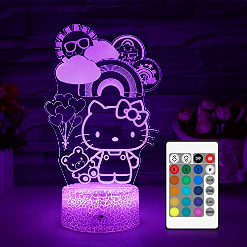 HONRG Kitty Night Light for Kids Kitty Lamp Girl Cute Kitty Room Decor Kitty Gift with Remote & Smart Touch 16 Colors Dimmable Bedroom Decoratio Gifts for Christmas Birthday Girls