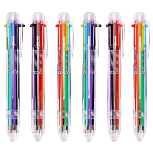 JPSOR Multicolor Pen, 28 Pack 0.5mm 6-in-1 Multicolor Ballpoint Pens, 6 Colors Retractable Ballpoint Pens for Office School Supplies Students Gift