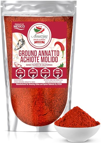Achiote Powder – Ground Annatto Seeds 4oz Great for Adding Color and Mild Flavor in Soup, Stews, Meats and Mexican Recipes