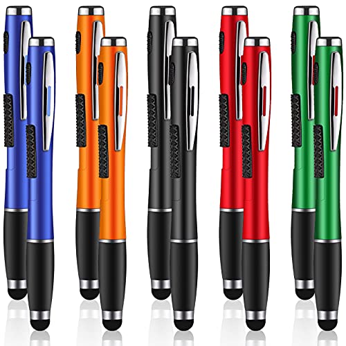 10 Pieces Stylus Pens with Light 2-in-1 Multi-Function Touch Screen Pens LED Light Pens Ballpoint Pens for Smartphones Tablets PC Pads Stylus Light Pens for Homes Offices Schools Writing in The Dark