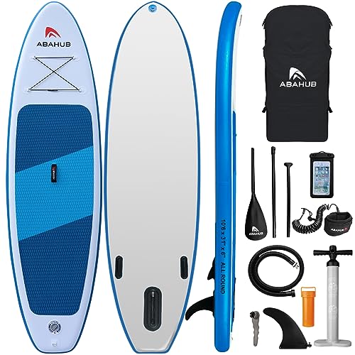 Abahub Inflatable SUP, Wide 10'6' x 31' x 6' iSUP, Standup Paddleboard with Adjustable Carbon Fiber Paddle, Kayak Seat, for Yoga, Paddle Board, Kayaking, Surf, Canoe, Fishing(Blue 31“)