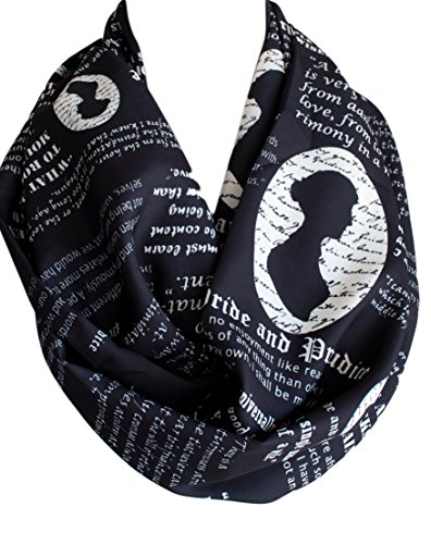 Etwoa Jane Austen Pride and Prejudice Book Quotes Black Infinity Scarf Circle Scarf