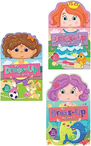 Sticker Activity Book Set with Full-Color Sticker Pages, My Dress Up Sticker Book for Toddlers and Kids, Sticker Book for Girls with Mermaid, Princess, and Playmate Characters (Ages 3 and Up)