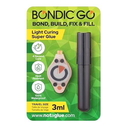 Bondic GO UV Glue Kit with Light, Super Glue, Liquid Plastic Welding Kit, (3ml) Adhesive Epoxy UV Glue, Bonds & Cures Instantly, Non-Toxic UV Resin Glue, Heat-Resistant & Waterproof, 1PK