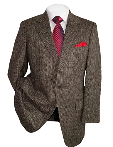 Mens Casual Suit Blazer Jackets Two Button Regular Fit Tweed Sport Coat Mens Brown Herringbone Blazer XXL