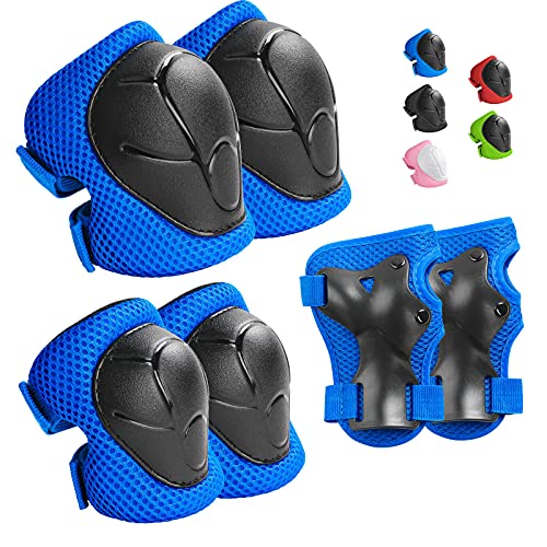 Kids Protective Gear Set Wemfg Knee Pads for Kids 3-8 Years Toddler Knee and Elbow Pads with Wrist Guards 3 in 1 for Skating Cycling Bike Rollerblading Scooter(Blue)