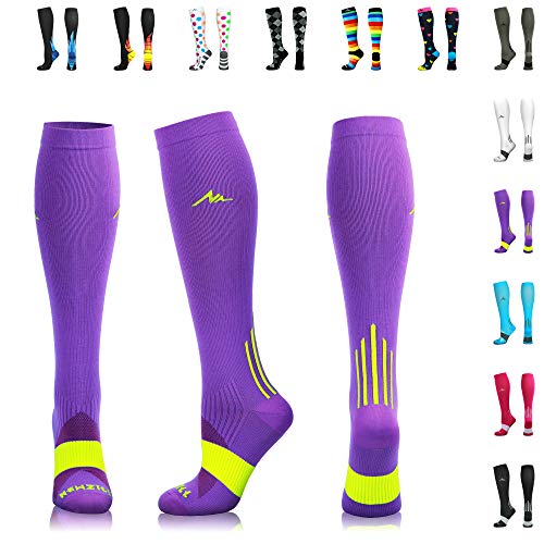 NEWZILL Medical Compression Socks for Women & Men Circulation 20-30 mmHg, Best for Running Athletic Hiking Travel Flight Nurses (Purple, L/XL)