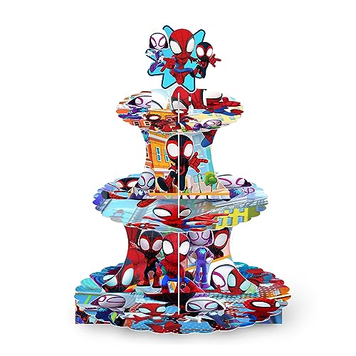 CORODER Spidey Cupcake Stands Birthday Party Supplies,Dessert Stand Cupcake Tower Decoration Supplies For Birthday Party Supply