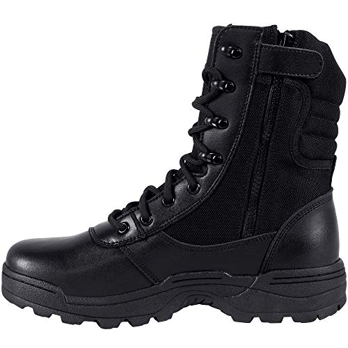 RIELD Men's Military Tactical Work Boots Side Zipper Jungle Army Combat Boots,Black,9 M US