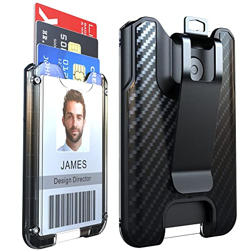 LIUGX Badge Holder/Card Holder/Portable Wallet with Metal Clip - Durable Polycarbonate ID/Credit Card Holder (Holds 1to 4 Cards) for Office, Laborer, Police, Work