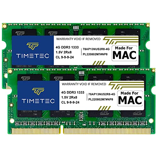 Timetec 8GB KIT(2x4GB) Compatible for Apple DDR3 1333MHz PC3-10600 for Mac Book Pro (Early/Late 2011 13/15/17 inch), iMac (Mid 2010, Mid/Late 2011 21.5/27 inch), Mac Mini(Mid 2011) RAM Upgrade