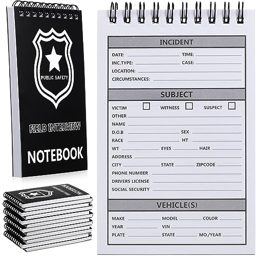 Teling 12 Packs Public Safety Police Field Interview Notebook Report Notepad for Law Enforcement Officer Gifts Ticket Book Notebook Cop Interview Equipment Accessories, 70 Sheets/ 140 Pages