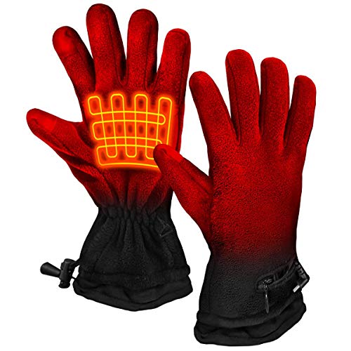 ActionHeat AA Battery Operated Heated Gloves for Men, Women - Weather Resistant Hand Warming Fleece Gloves w/Built-in Heating Panels for Winter, Snow Camping, Hiking, Arthritis Black