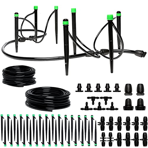 CARPATHEN Drip Irrigation System - Adjustable Premium Irrigation System for Garden, Raised Beds - Complete Drip Irrigation Kit with Drip Emitters, 5/16' and 1/4' Irrigation Tubing and Barbed Fittings