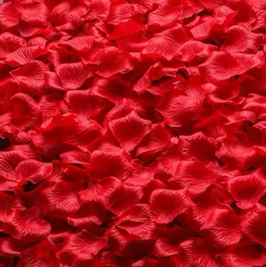 JUPOZOP 1000 PCS Artificial Fake Rose Petals for Wedding, Flower Petals, Romantic Night for Her/Him Set, Engagement, Flower Decorations, Event, Party, in Bulk（Red Rose Petals）