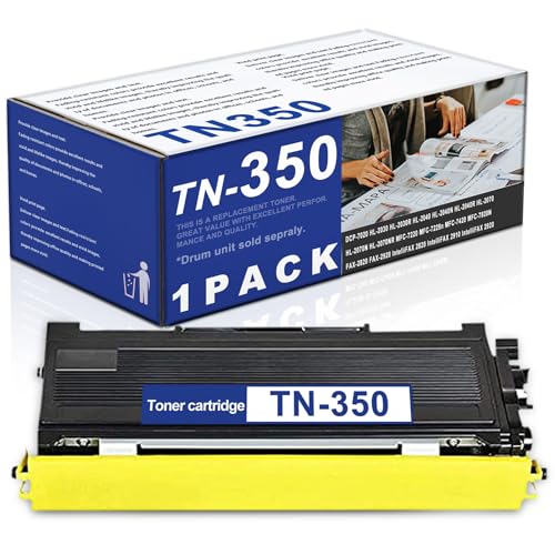 1 Pack TN-350 TN350 Black Toner Cartridge Replacement for Brother DCP-7010 7020 7025 IntelliFax 2820 2910 2920 2850 MFC-7220 7225 7820 7420 7820N HL-2040 2040N 2070N 2030 2040R Printer.
